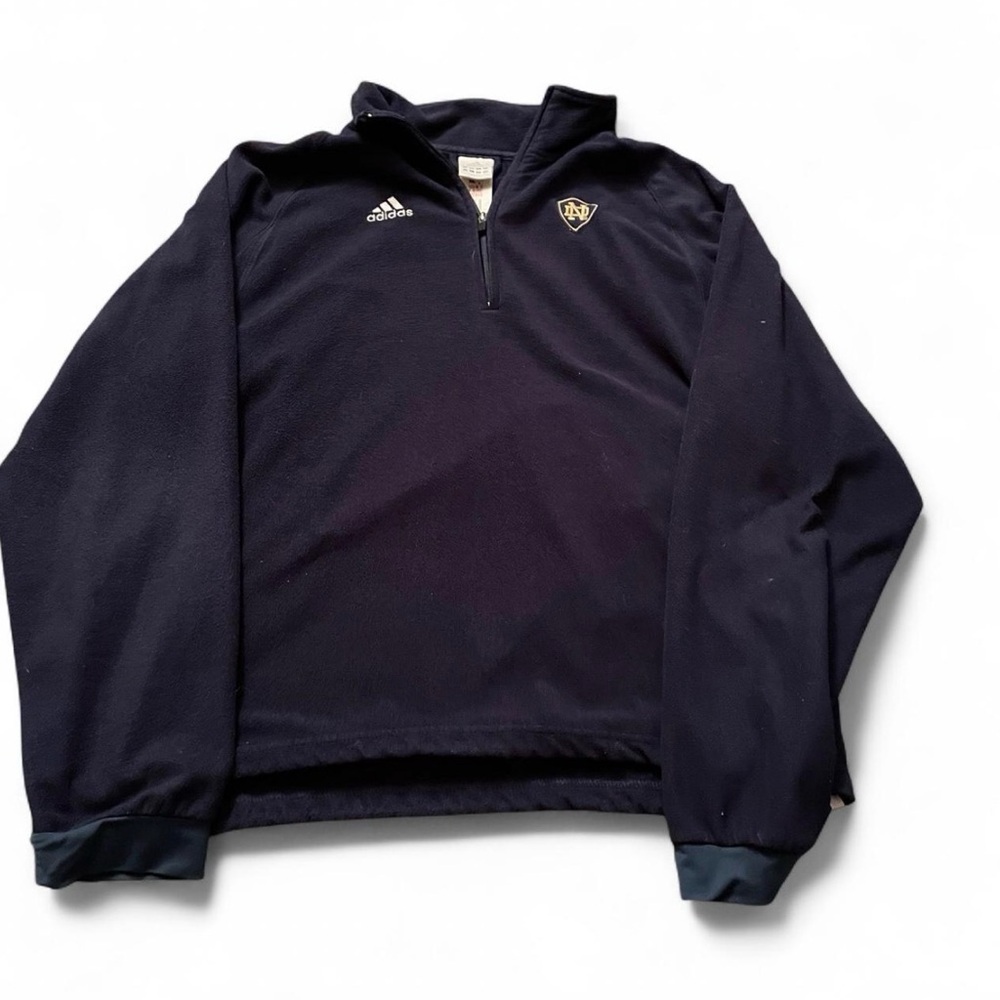 Notre Dame 1/4 Fleece Zip Pullover Adidas Mens Size L Fighting Irish